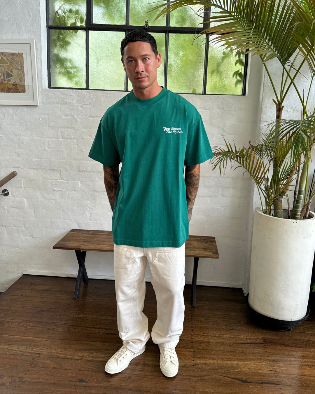 LINK CHAIN O/S TEE - GREEN