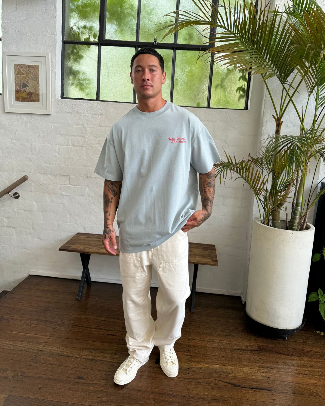 LINK CHAIN O/S TEE - SLATE