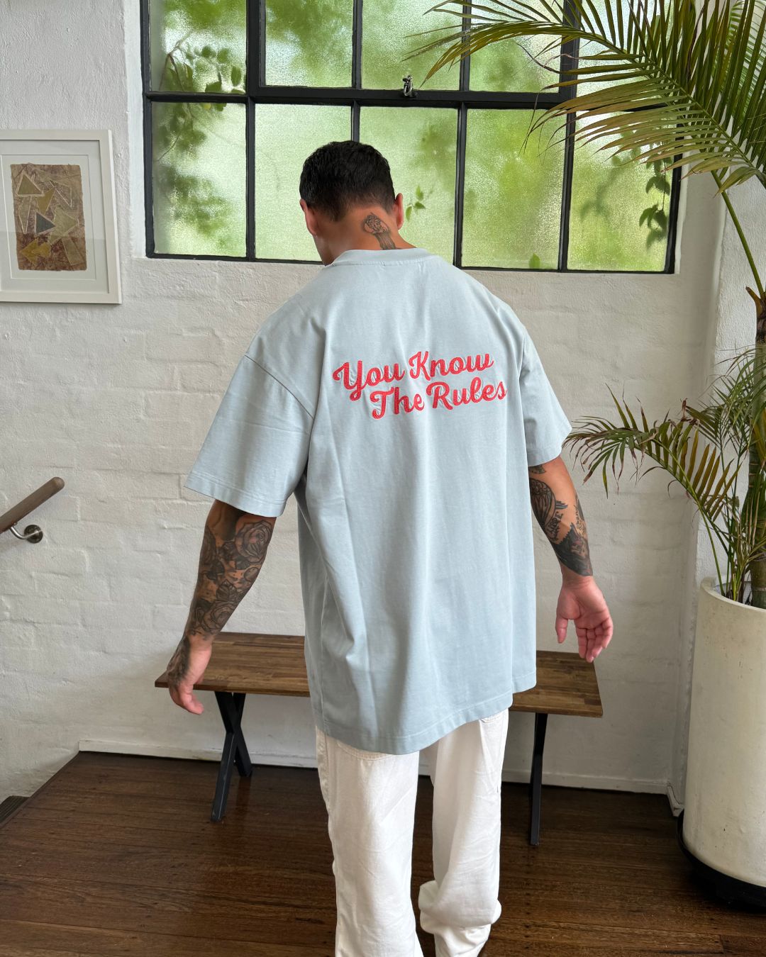 LINK CHAIN O/S TEE - SLATE