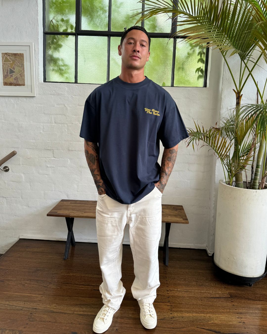 LINK CHAIN O/S TEE - NAVY