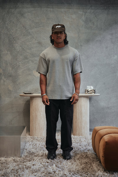 PREMIUM WAFFLE O/S TEE - GREY