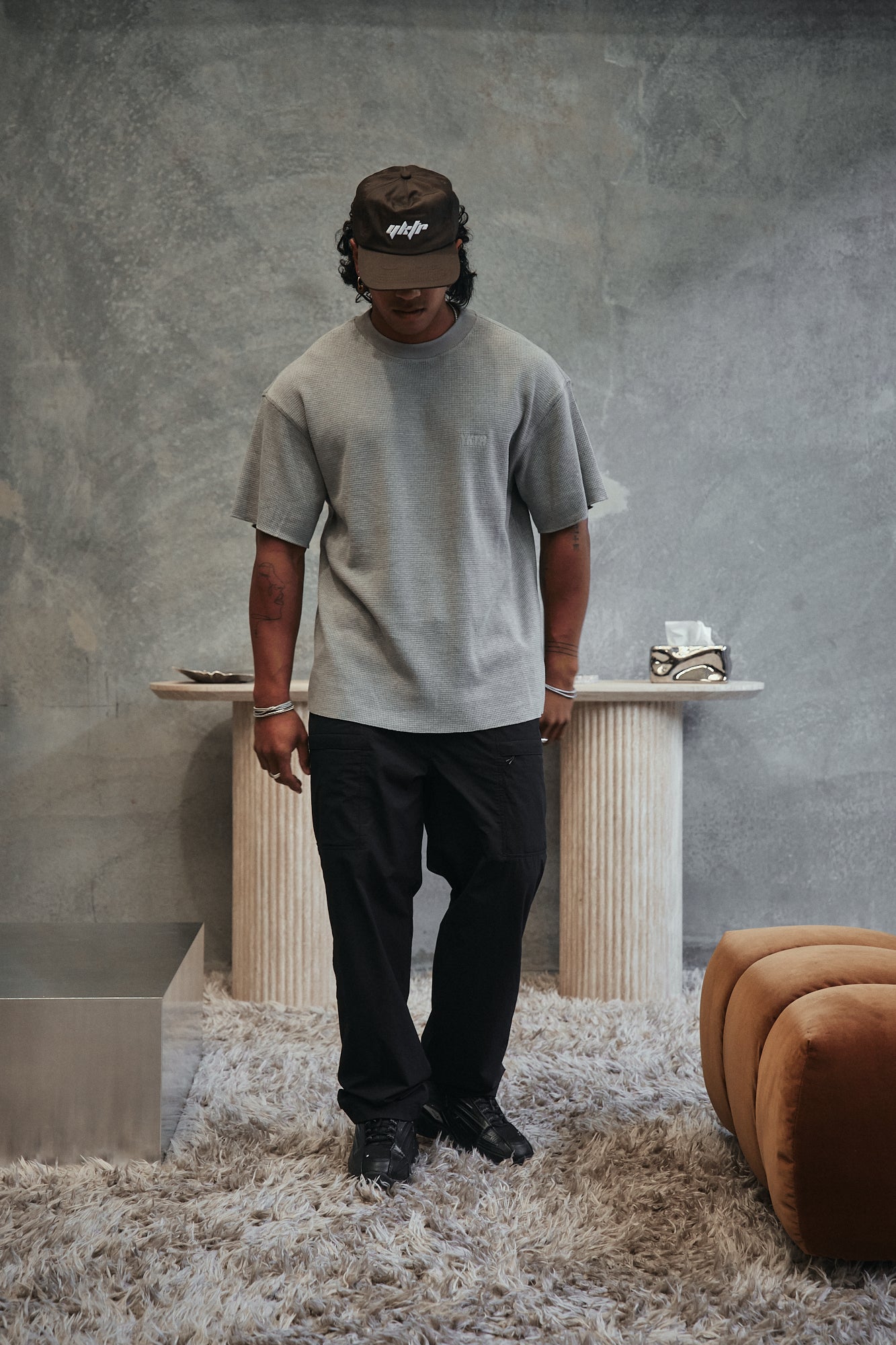 PREMIUM WAFFLE O/S TEE - GREY
