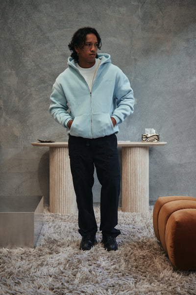 CHASE ZIPPER HOOD - CHALK BLUE