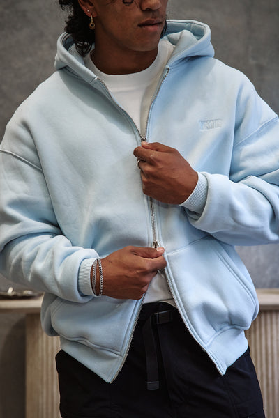 CHASE ZIPPER HOOD - CHALK BLUE