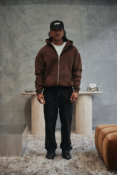 CHASE ZIPPER HOOD - CHOCOLATE