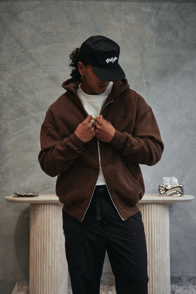 CHASE ZIPPER HOOD - CHOCOLATE