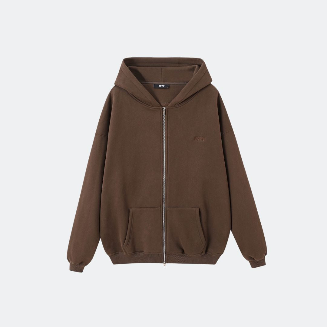CHASE ZIPPER HOOD - CHOCOLATE