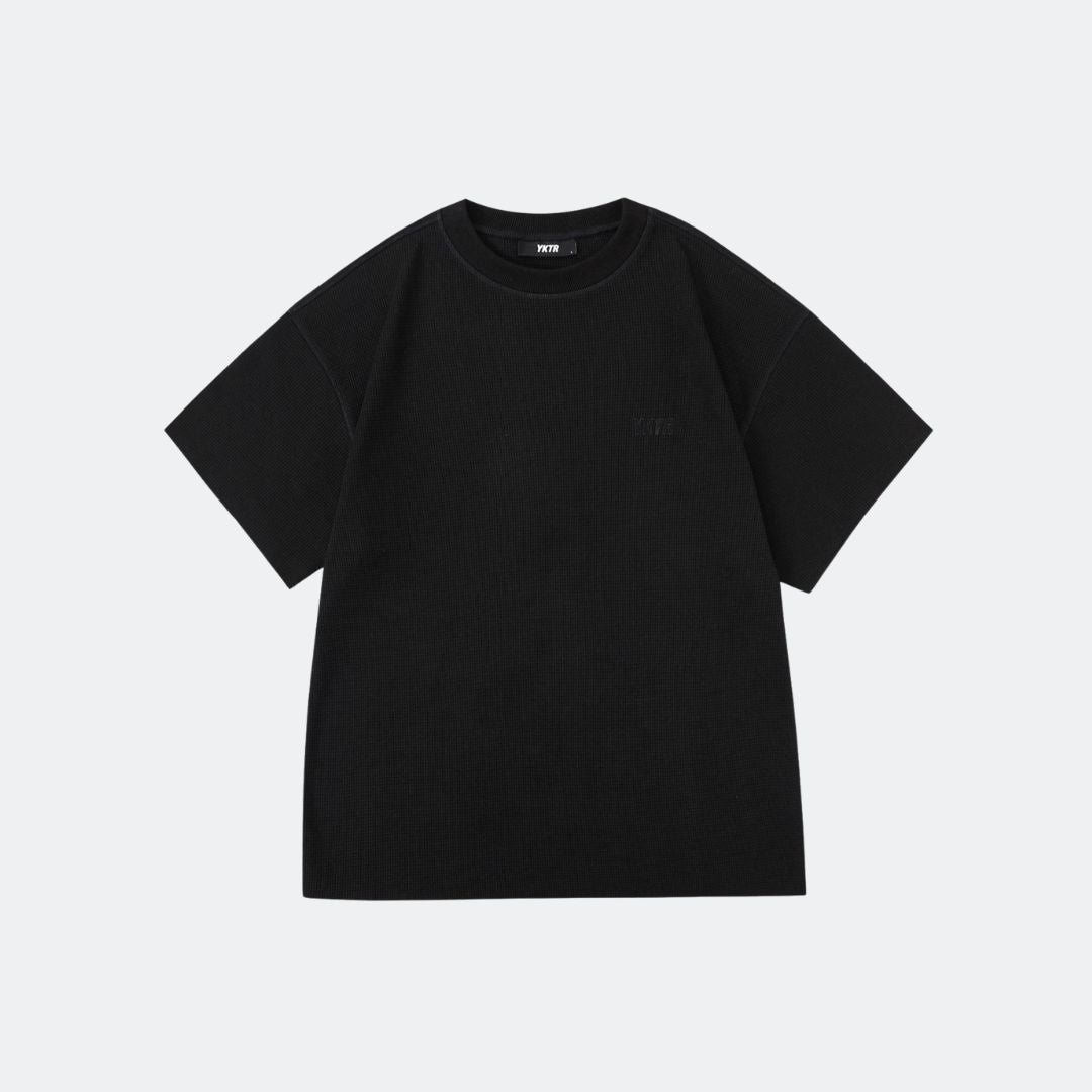 PREMIUM WAFFLE O/S TEE - BLACK