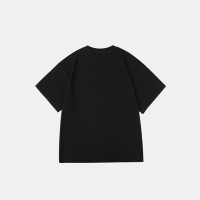 PREMIUM WAFFLE O/S TEE - BLACK