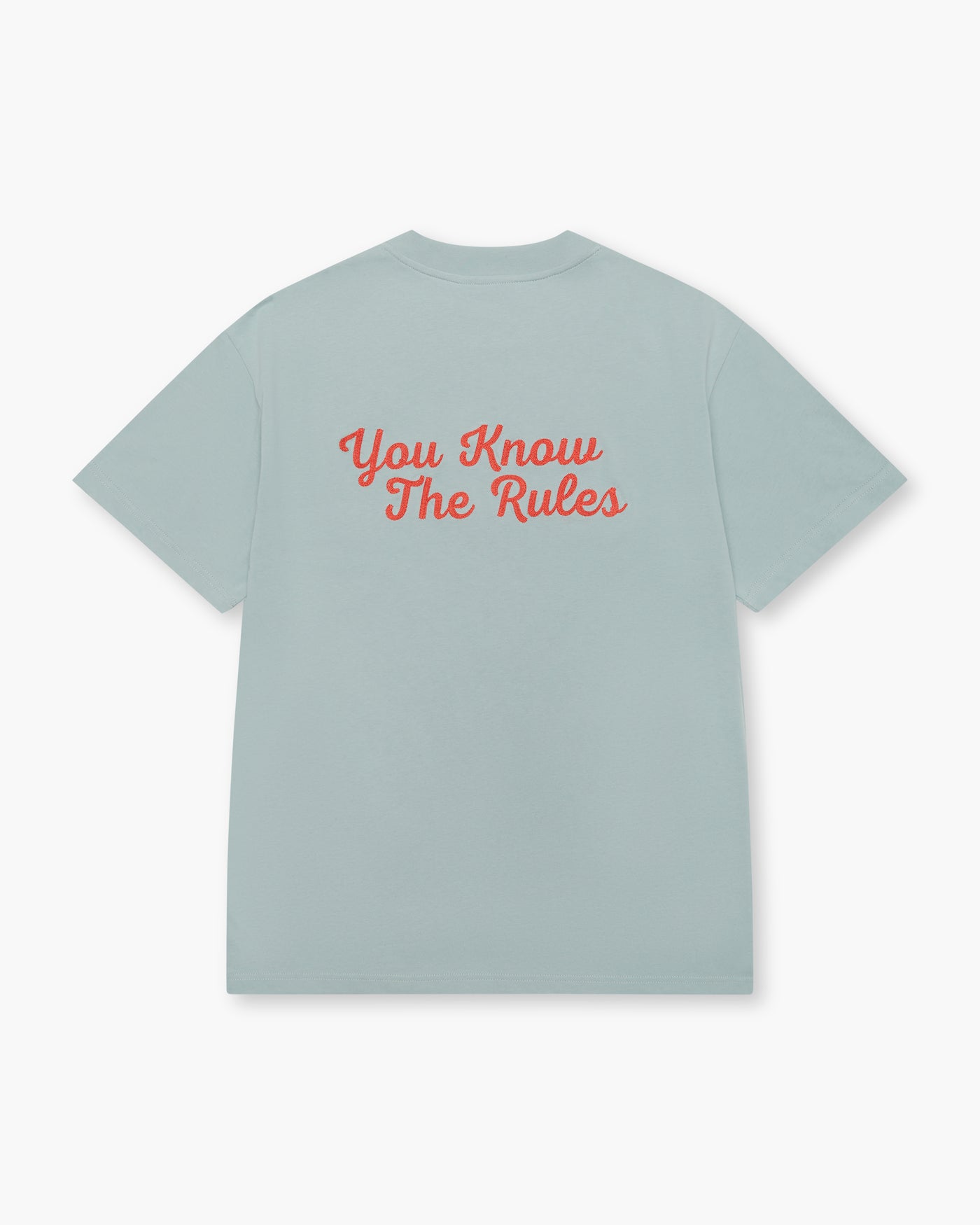 YKTR Link Chain Tee Slate red chain stitch embroidery oversize