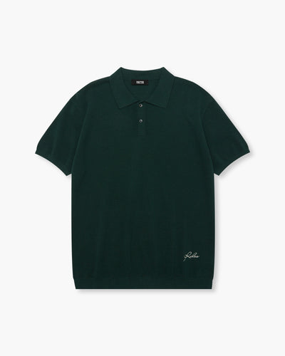 KNITTED POLO - BOTTLE GREEN