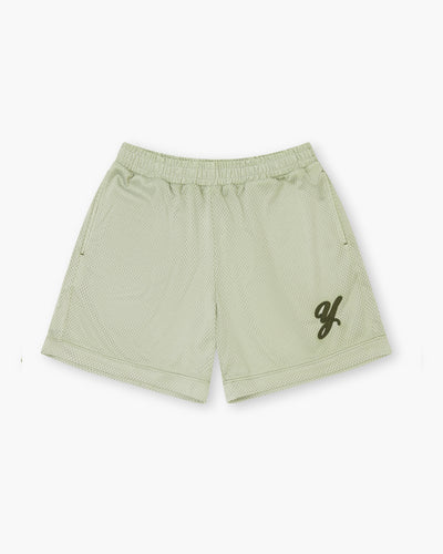 YKTR Kobe Short washed olive green Initial logo basketball comfy loungewear
