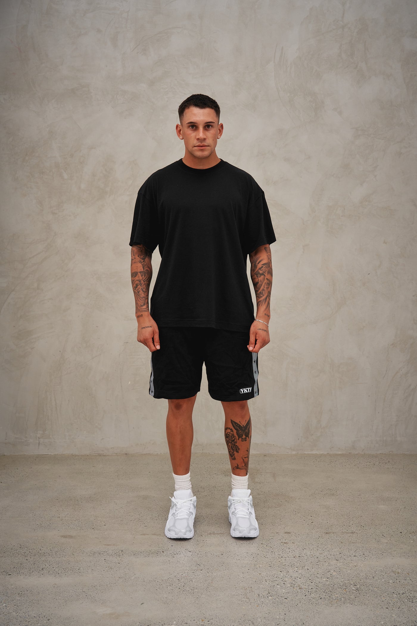 PINSTRIPE COZY SHORT - BLACK