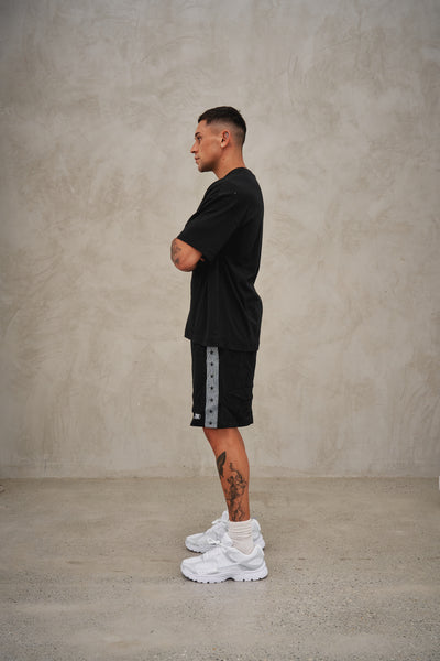 PINSTRIPE COZY SHORT - BLACK