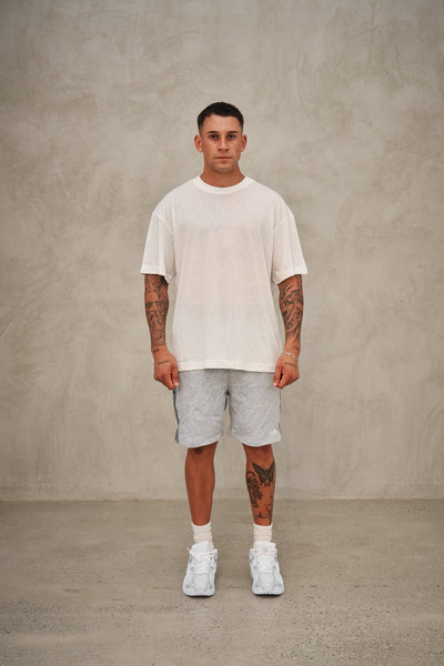 PINSTRIPE COZY SHORT - GREY